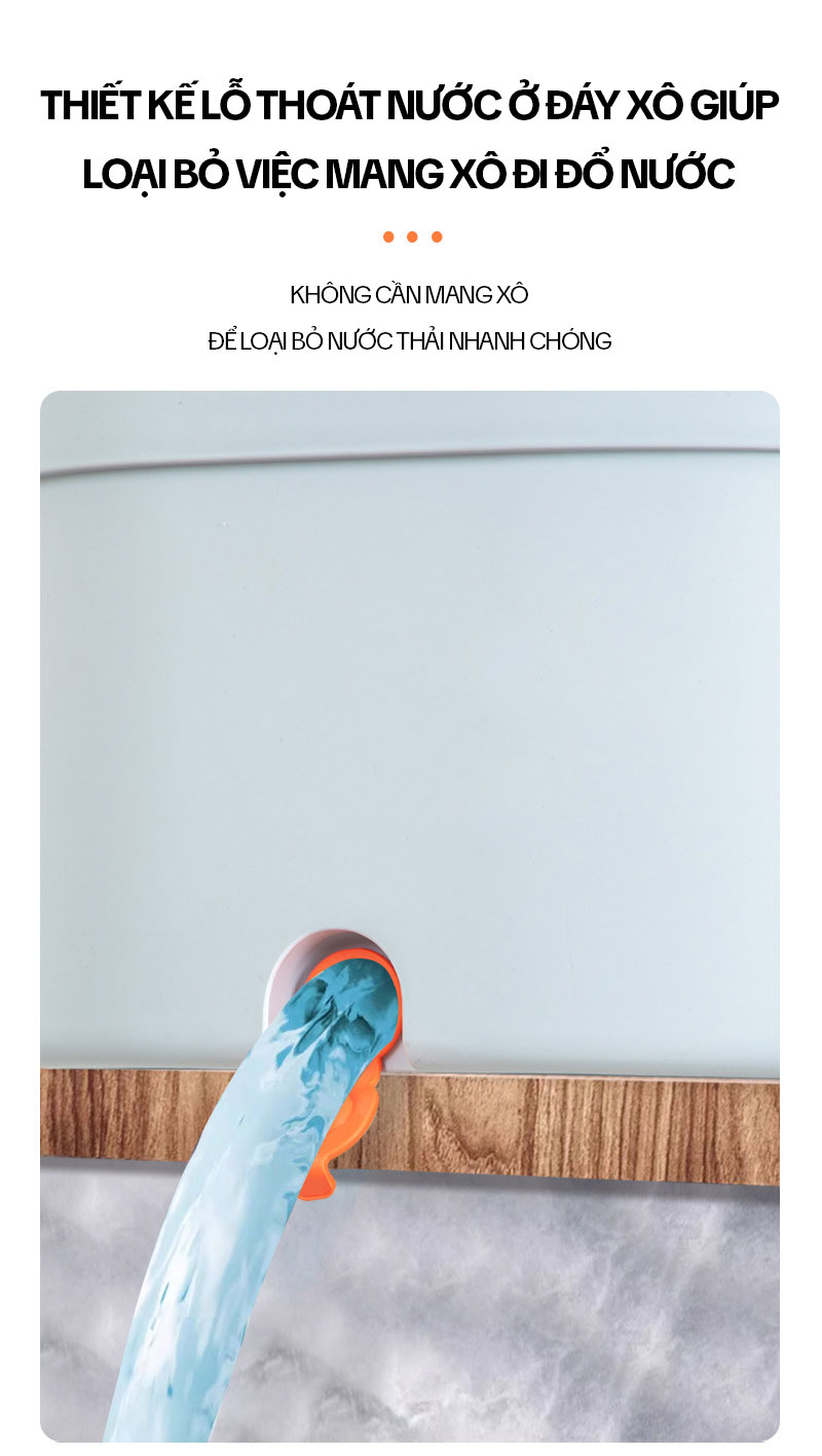 Bộ Cây Lau Nhà Tách Nước Bẩn KITIMOP N08 PRO, Thùng Lau Nhà Tự Vắt Thông Minh, Chổi Lau Nhà 360 Độ, Lau Sàn Làm Sạch
