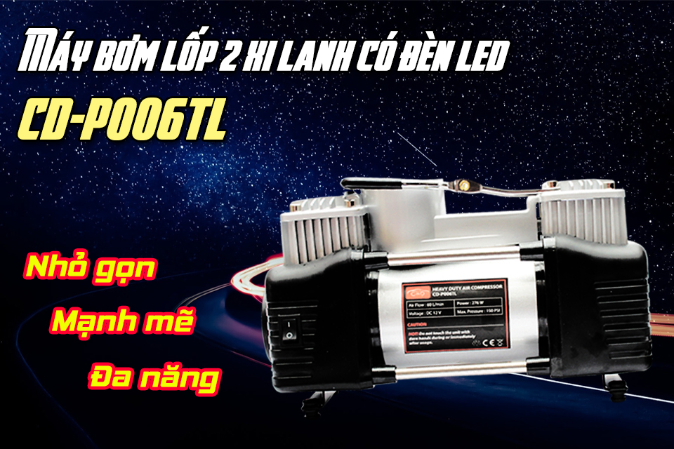 Máy bơm lốp ô tô 2 xi lanh có đèn CIND CD-P006TL 1