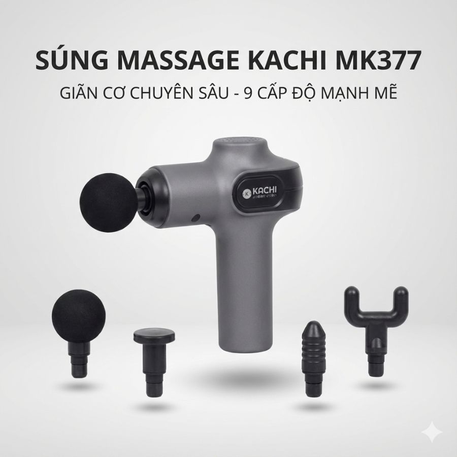 Máy massage cầm tay Kachi MK377 với 9 cấp độ rung - hàng chính hãng