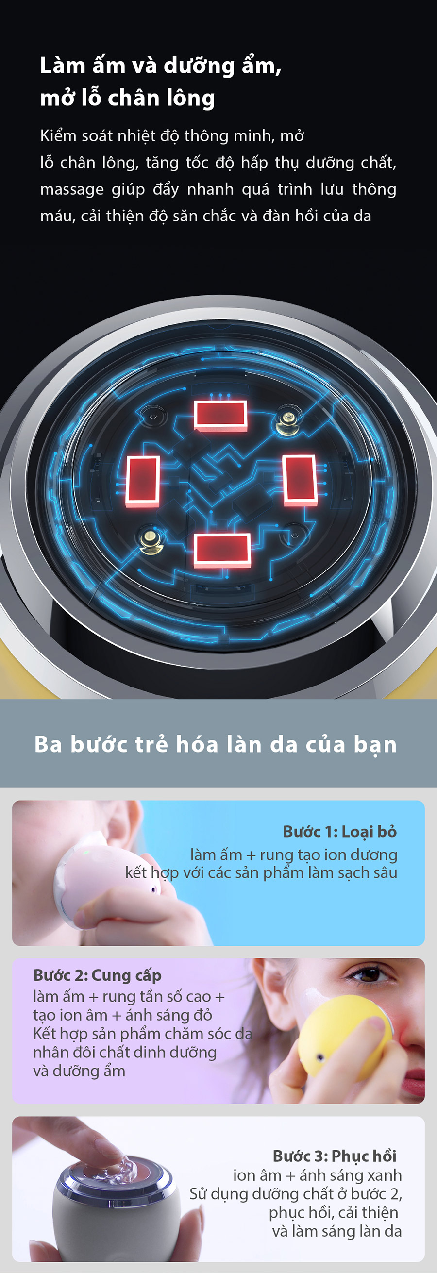 Thiết bị massage chăm sóc da mặt Inface CF-03D