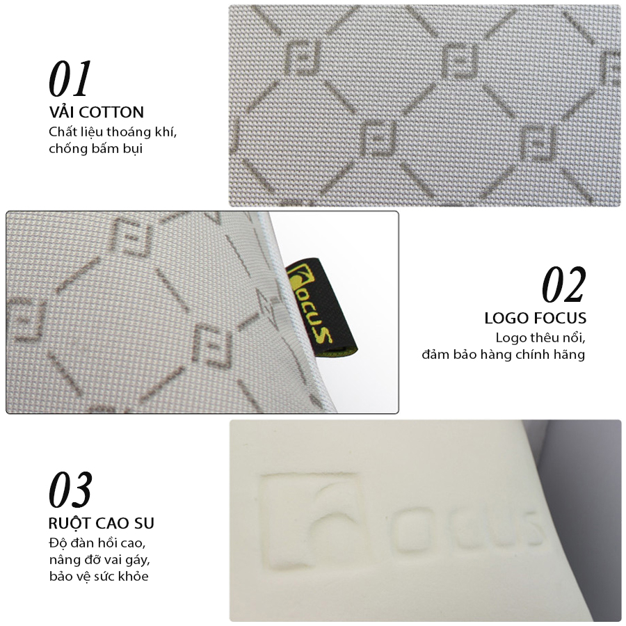 Gối đầu chữ U cao su non FOCUS Gu F-UM01F-B màu xám