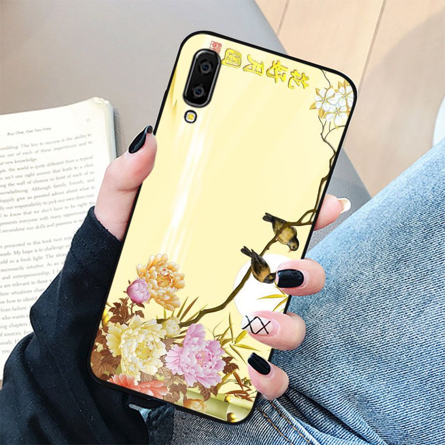 Ốp điện thoại kính cường lực cho máy Samsung Galaxy A7 2018/A750 - mẫu đơn MS MAUDON013