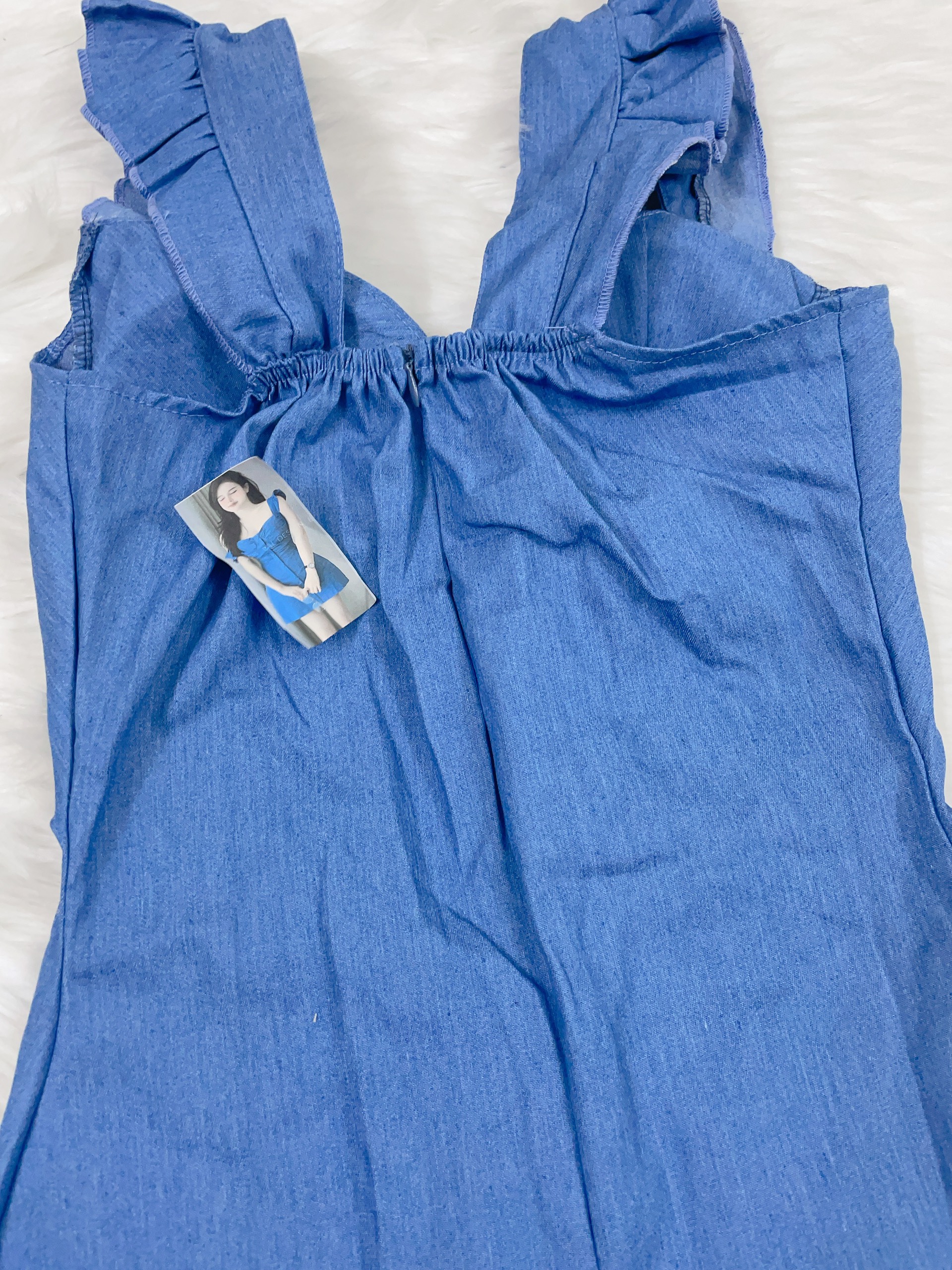 Đầm jean 2 dây bèo cúc đóng có mút Ánh Dương Clothing M203, váy jean 2 dây