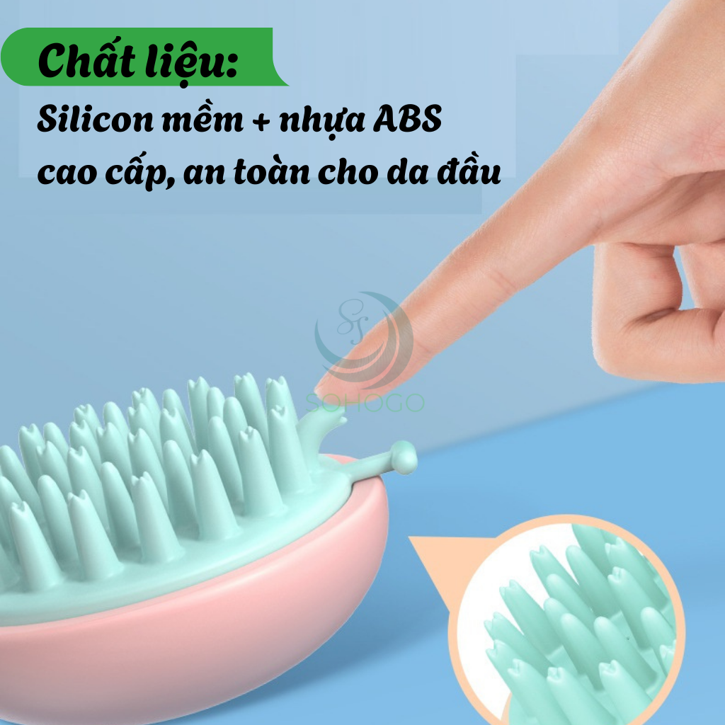 Lược Gội Đầu Massage Da Đầu Silicon- Bàn Chải Gội Đầu Thông Minh 3 trong 1- Lược Silicon Massage Tạo Bọt Gội Đầu- Cọ Gội Đầu Thư Giãn Da Đầu- Lược Gội Tạo Bọt Đa Năng Cho Tóc & Da