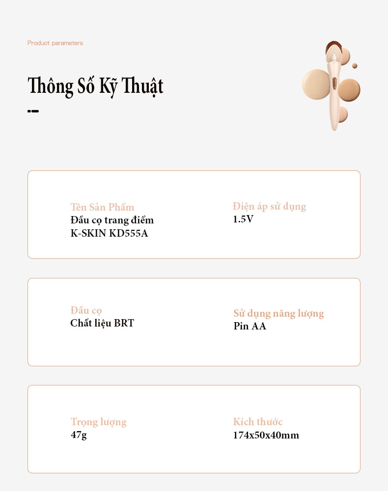 Cọ Trang Điểm Điện K-SKIN Cho Lớp Nền Hoàn Hảo - Hàng Chính Hãng