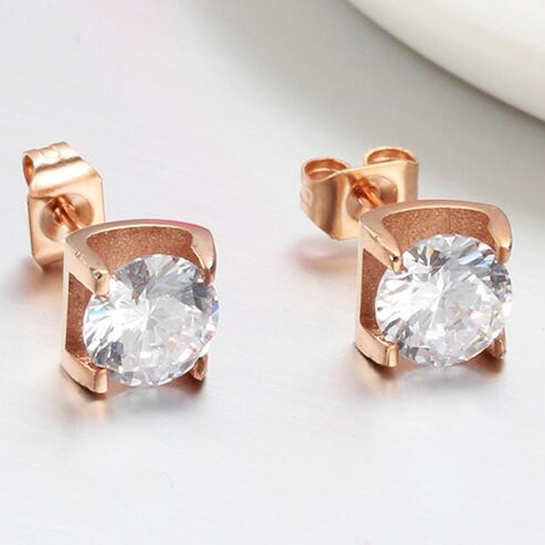 Bông tai Titan đính đá BT243 - Màu Đồng (2 chiếc)