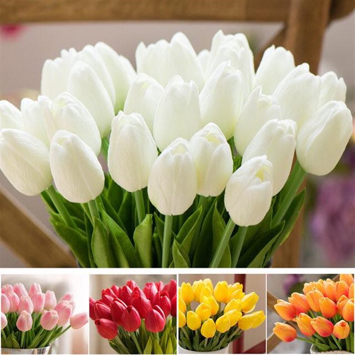 Mua Combo 10 cành hoa tulip silicon mềm đẹp y thật trang trí phòng khách  sang trọng - Đỏ tại Cỏ Nhân Tạo THK