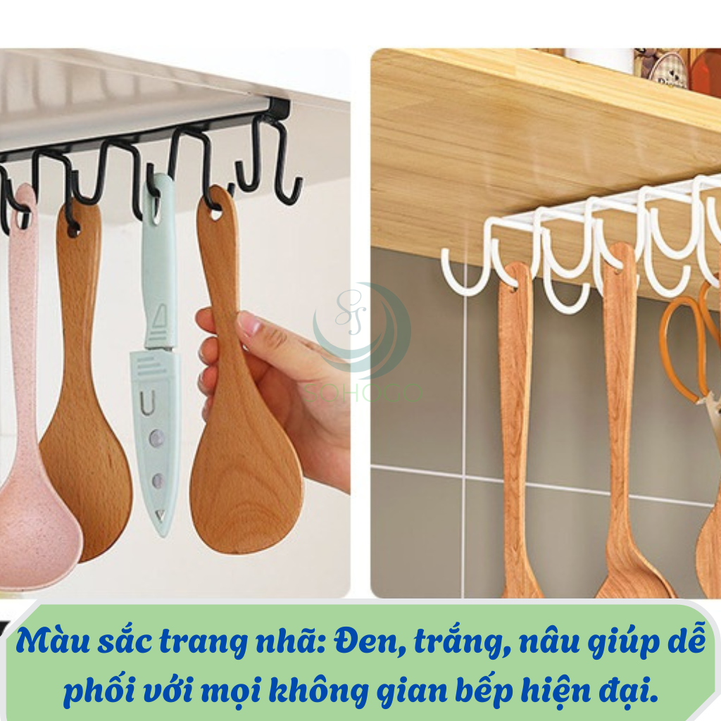 Móc Treo Đa Năng Gắn Dưới Kệ Bếp 10 MóC- Giá Treo Đồ Nhà Bếp Thông Minh Móc Treo Dưới Gầm Tủ – Tiết Kiệm Không Gian Kệ Treo Dụng Cụ Nhà Bếp Gắn Tủ Móc Treo Ly Tách và Đồ Nhà Bếp Dưới Kệ 10 Móc
