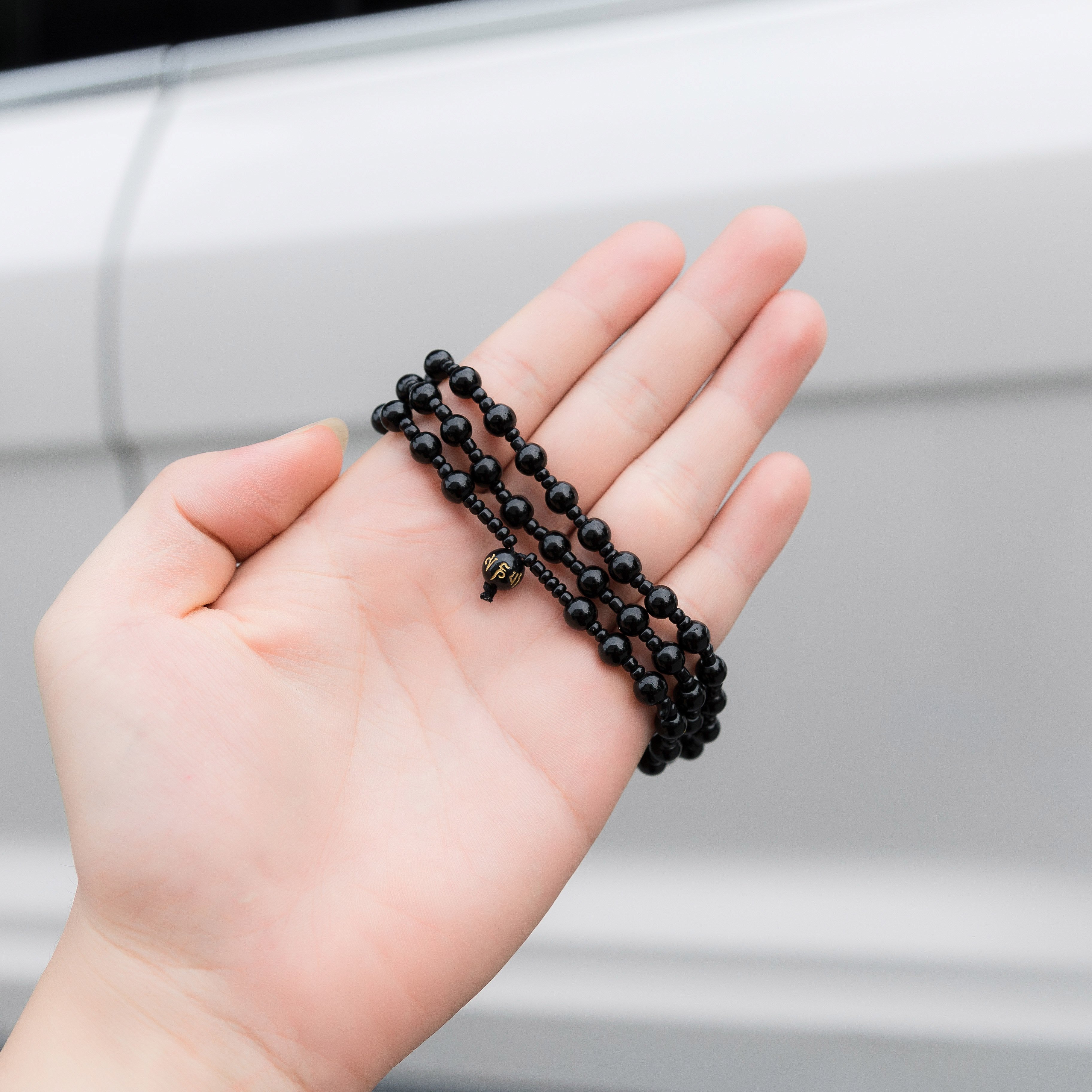 Chuỗi Vòng Tay Phong Thủy Dành Cho Cả Nam và Nữ - VT0009 -  Đá Obsidian Chống Ăn Mòn, Phai Màu - Phát Tài Phát Lộc