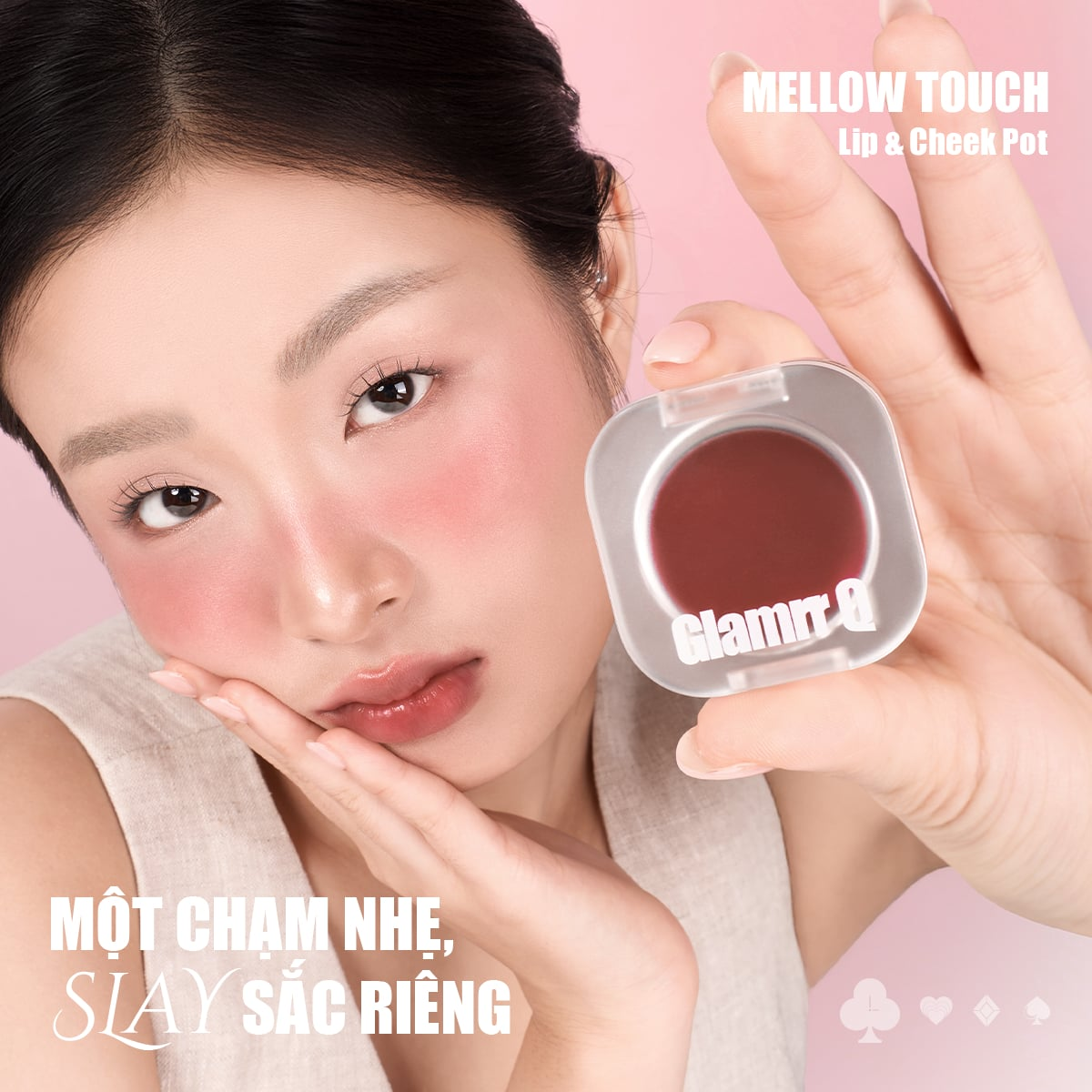 [MỚI] Má Hồng Kem Đa Năng 3-in-1 Trang Điểm Má Mắt Môi Mịn Lì Dễ Tán Bền Màu Glamrr Q Mellow Touch Lip Cheek Pot (1.8g) màu 04