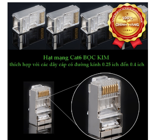 Hộp 10 Cái Đầu Bấm Mạng Ugreen RJ45 CAT6 20333 - Hàng Chính Hãng