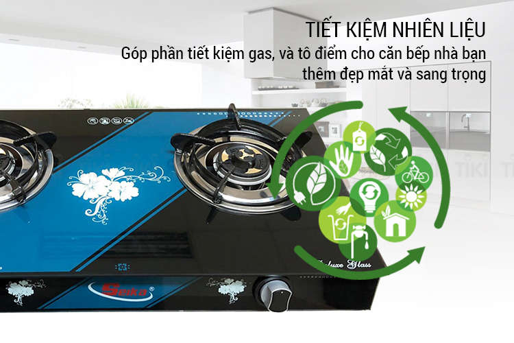 Bếp Gas Đôi Mặt Kính Sen Đồng Seika SKB301 - Hàng Chính Hãng