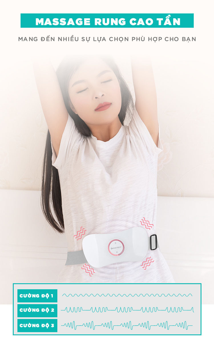 Đai Massage Bụng Cao Cấp KingTech KS-220 - Mát xa Rung, Nhiệt - Hỗ Trợ Giảm Đau Bụng Kinh, Đau Lưng - Quà Tặng Tuyệt Vời  Ngày Valentine 14/2, 8/3, 20/10 Cho Chị Em Phụ Nữ