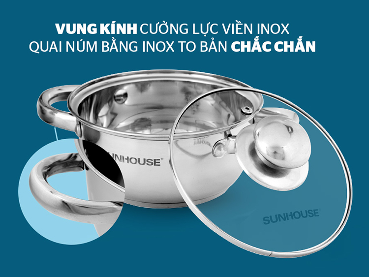 Bộ Nồi Inox 3 Đáy Sunhouse SH334