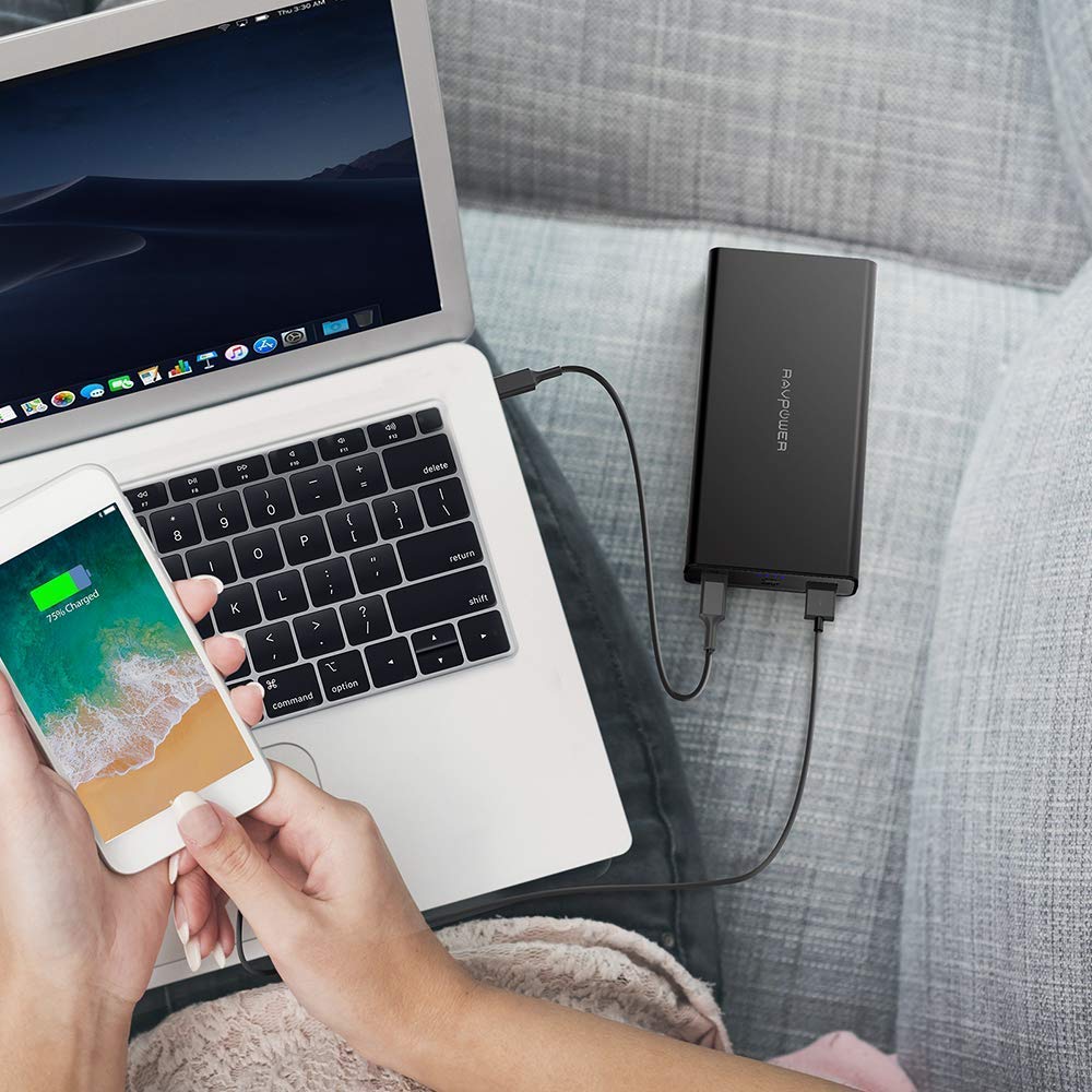 Pin Sạc Dự Phòng RAVPower RP-PB159 20100mAh Tích Hợp USB Type C In/Out Hỗ Trợ PowerDelivery PD - Hàng Chính Hãng