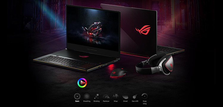 Laptop Asus ROG Zephyrus S GX701GXR-H6072T (Core i7-9750H/ 32GB DDR4 2666MHz/ 1TB SSD PCIE/ RTX 2080-MaxQ 8GB/ 17.3 FHD IPS, 240Hz G-Sync, 3ms/ Win10) - Hàng Chính Hãng