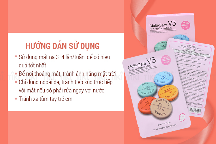 Hộp 10 Miếng Mặt Nạ Dưỡng Da Rainbow L'Affair Multi-Care V5 Firming Vitamin Mask