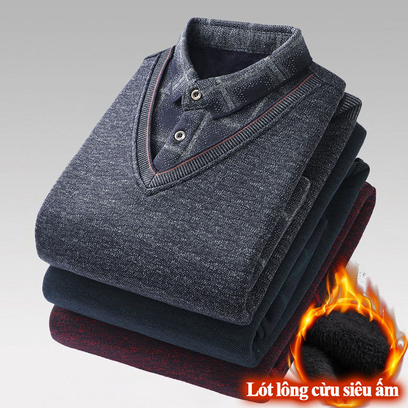 Áo Len Trung Niên Lót Lông Cừu Sang Trọng Siêu Ấm SAL240