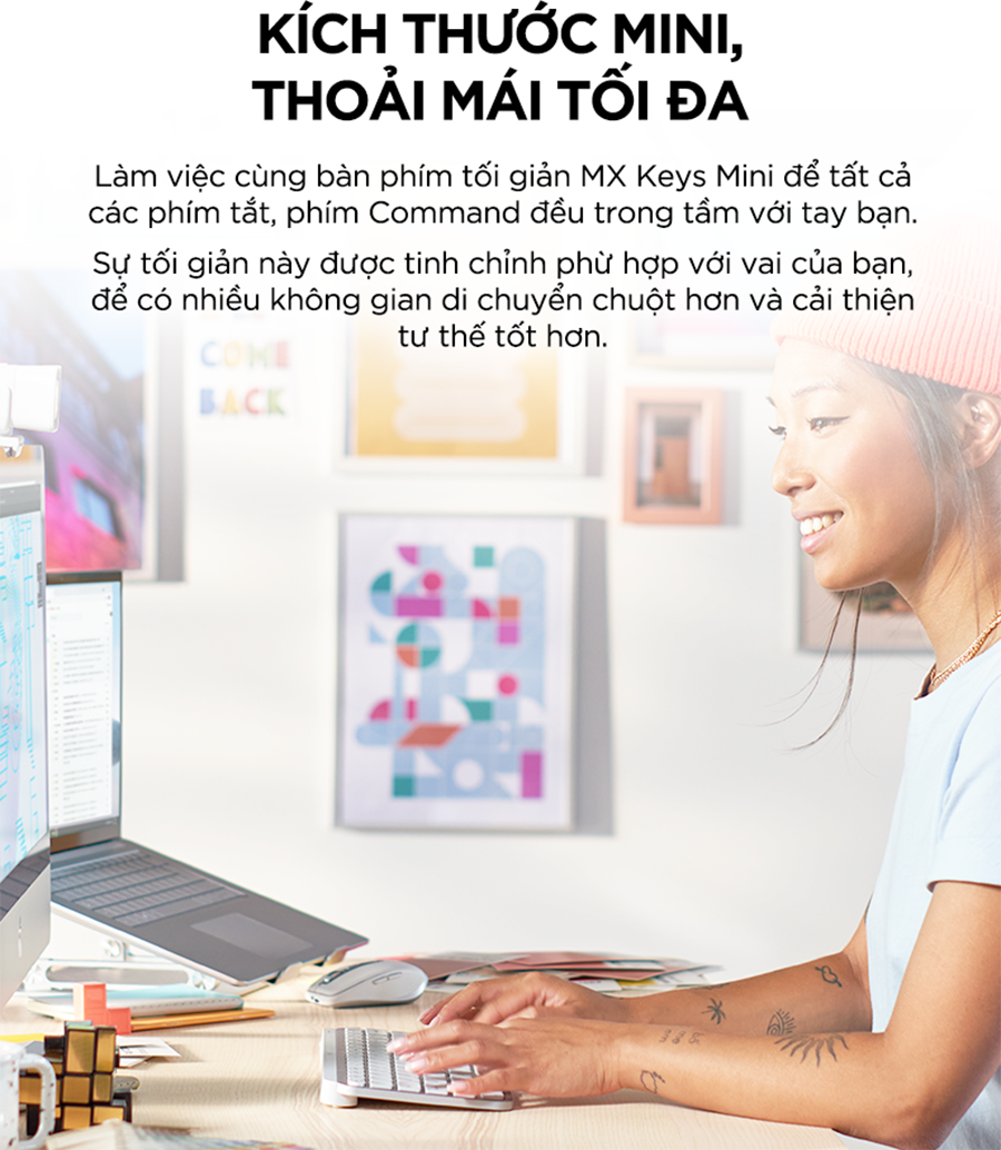 Bàn phím không dây Bluetooth Logitech MX Keys Mini - Hàng Chính Hãng