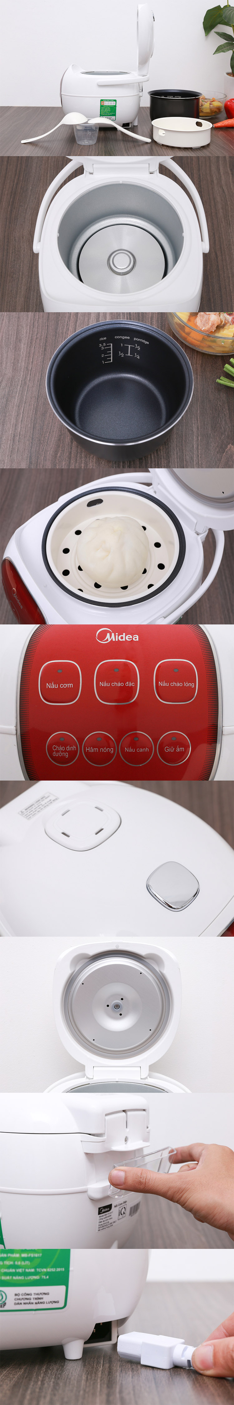 Nồi Cơm Điện Tử Midea MB-FS1617 (0.6 Lít) - Hàng Chính Hãng