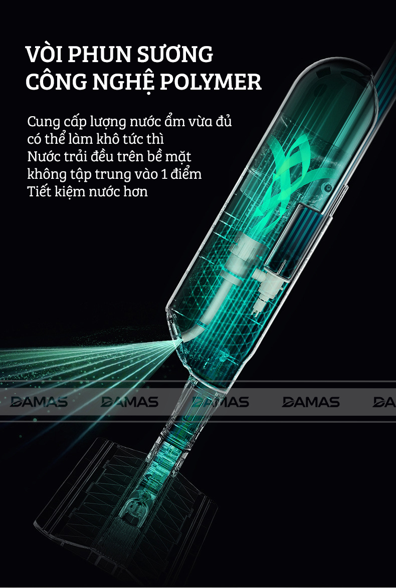 Cây Lau Nhà Phun Sương, Chổi Lau Nhà 360° Lau Sạch Khô Nhanh Cao Cấp Damas P1 Pro - Bản Lau To Giúp Lau Sạch Nhanh Chóng, Khớp Xoay 180 Độ Linh Hoạt - Thiết Kế Mới Tích Hợp Bình Chứa Dung Dịch Với Tốc Độ Phun Sương 0.1s - Hàng Chính Hãng