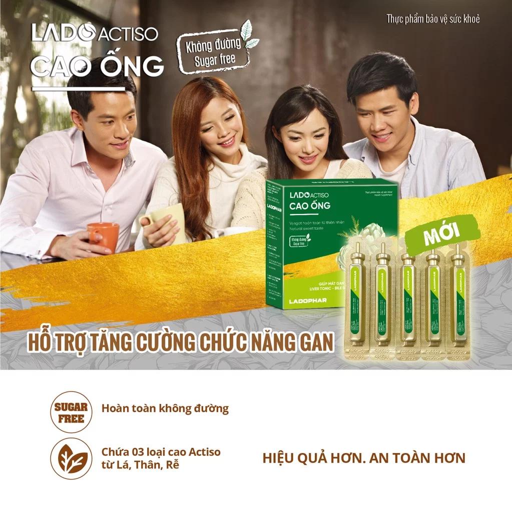 Cao ống Atiso Ladophar Vị ngọt tự nhiên Hộp 10 ống 10ml Giúp mát gan, lợi mật, hỗ trợ tăng cường chức năng gan, giúp cải thiện quá trình tiêu hóa do chức năng gan kém tặng 2 túi trà actiso Premium Ladophar 3