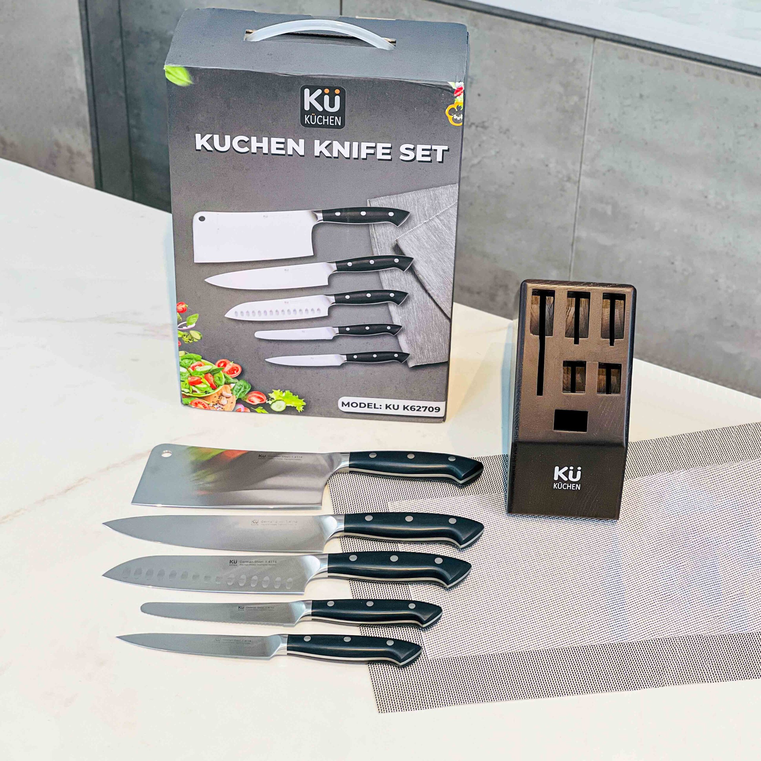 Bộ Dao 7 Món Nhà Bếp Bằng Thép Không Gỉ KUCHEN ĐỨC - KU K62709 -  Hàng Chính Hãng