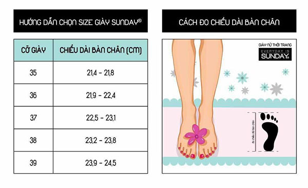 Thông số đo size giày