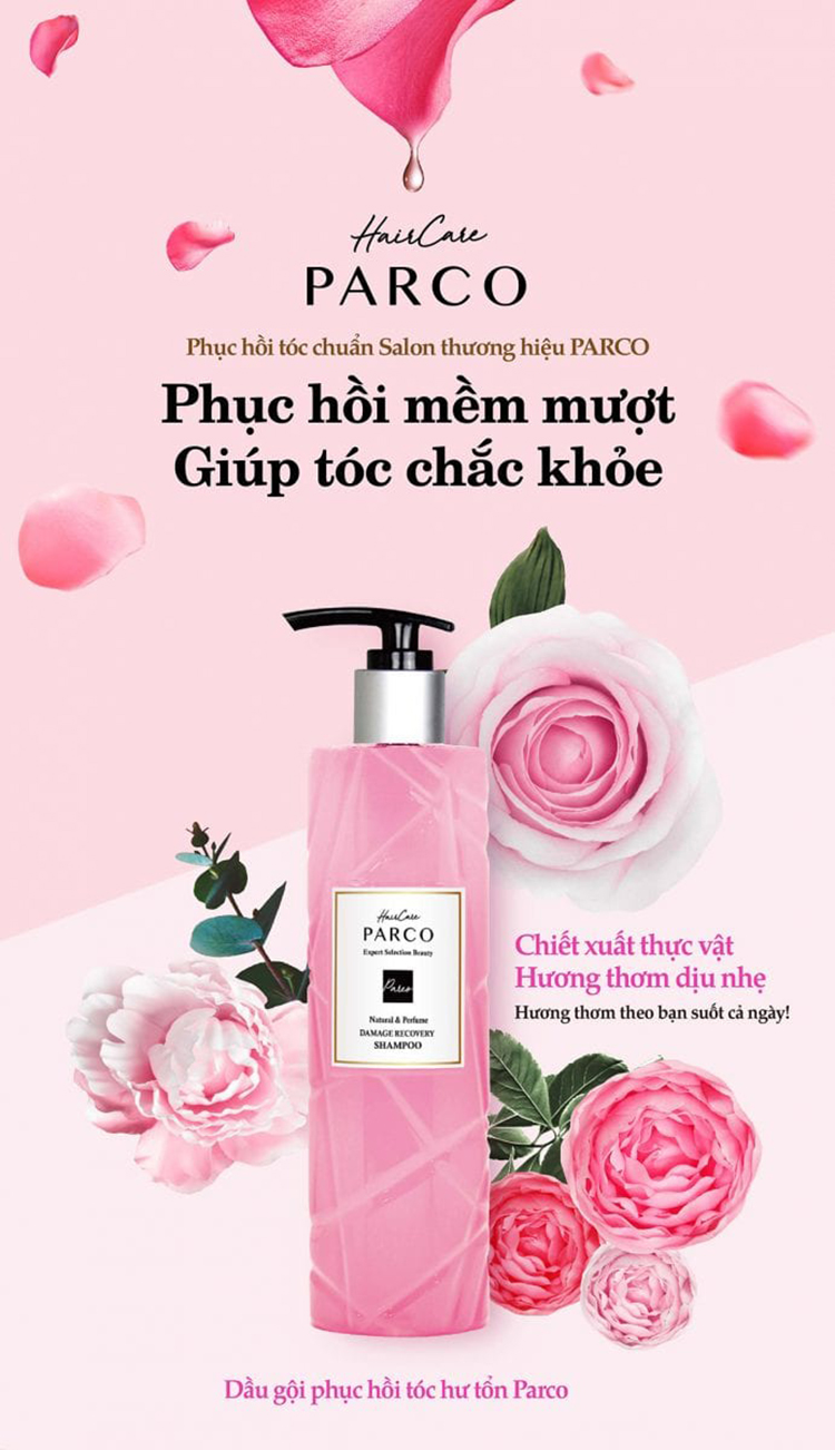 Combo Dầu Gội (Hồng) + Tinh chất +Dầu Xả Parco Dưỡng Tóc Chắc Khỏe-Phục hồi mềm mượt