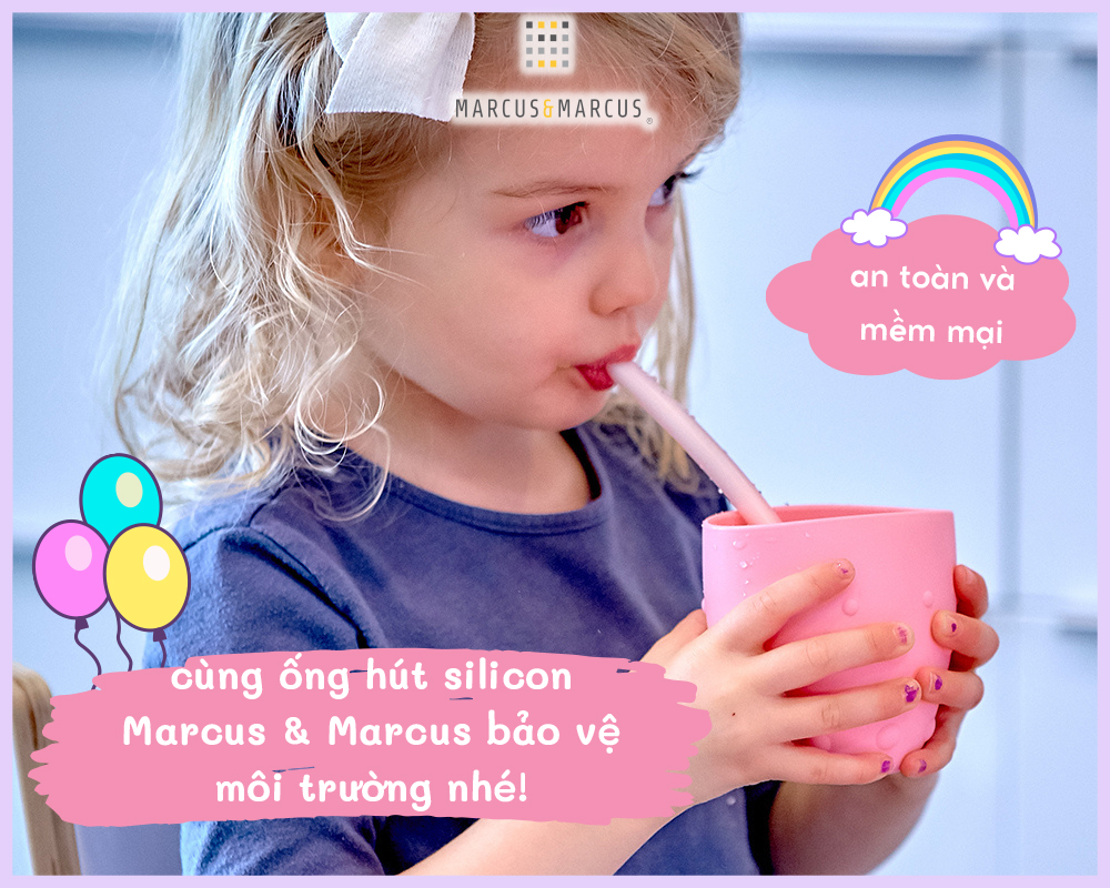 Bộ 6 ống hút silicon kèm cọ rửa Marcus & Marcus