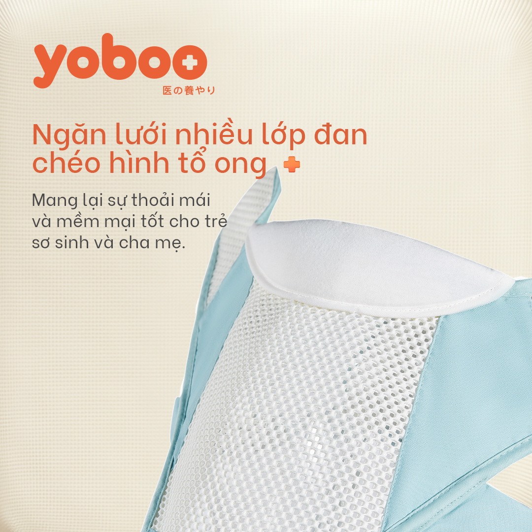 đai địu em bé yoboo - chống gù, có bệ ngồi, lưới tổ ong thoáng khí - chất lượng nhật bản 3