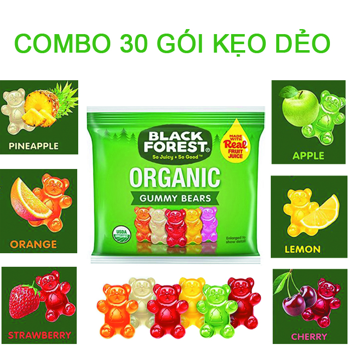 Kẹo Dẻo Hữu Cơ Black Forest Organic Gummy Bears Làm Từ Nước Ép Trái Cây Tự Nhiên Của Mỹ, Bổ Sung Vitamin C, Tăng Sức Đề Kháng Cho Cơ Thể - Combo 30 Gói (23g x30) 1