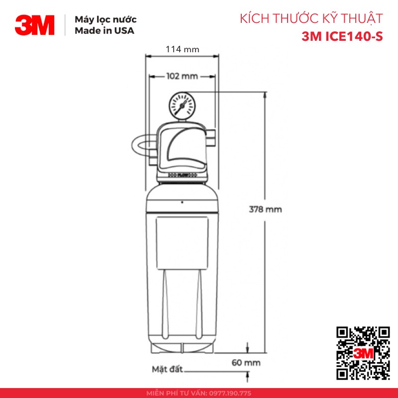 [SIÊU TỐC] Máy Lọc Nước 3M ICE140-S cho Gia Đình, Văn Phòng, Nhà Hàng, Quán Cà phê - Hàng Chính Hãng 3M, Nhập Khẩu Mỹ