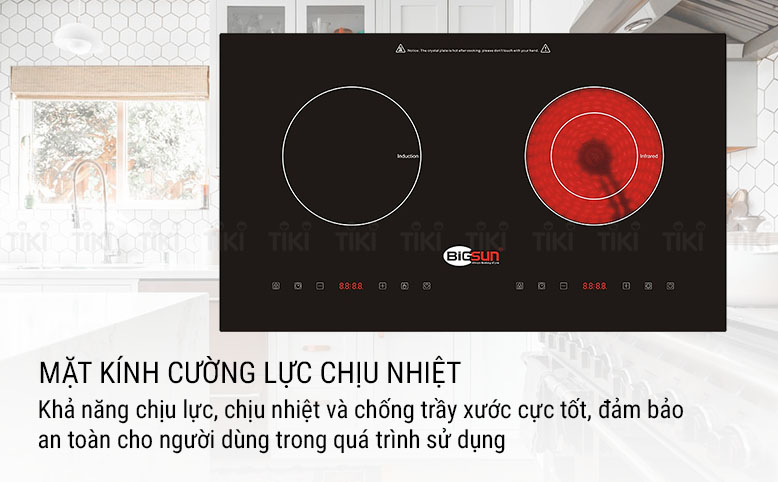 Bếp Âm Đôi Từ - Hồng Ngoại Bigsun BEH-2IF (73cm) - Hàng Chính Hãng