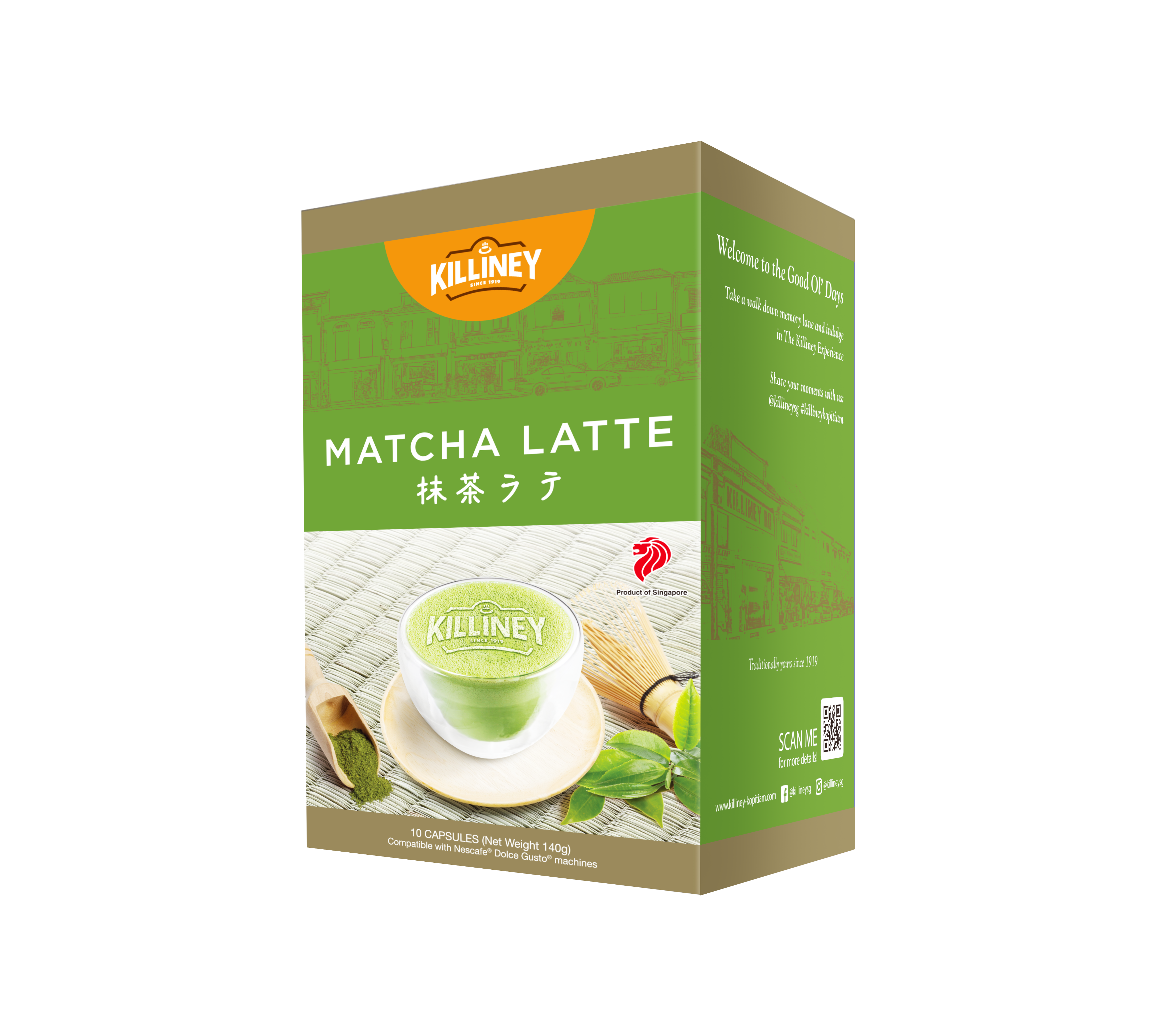 Hộp 10 Viên Nén Trà Sữa Matcha Thơm Ngon Killiney Matcha Latte  - Tương Thích Máy Pha Cà Phê Dolce Gusto (10 viên x 14g)