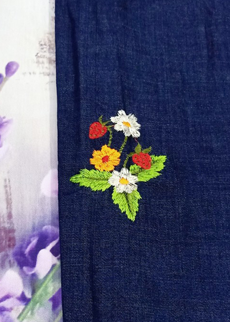 Váy chống nắng Jean nữ Cao cấp thêu Cây dâu tây