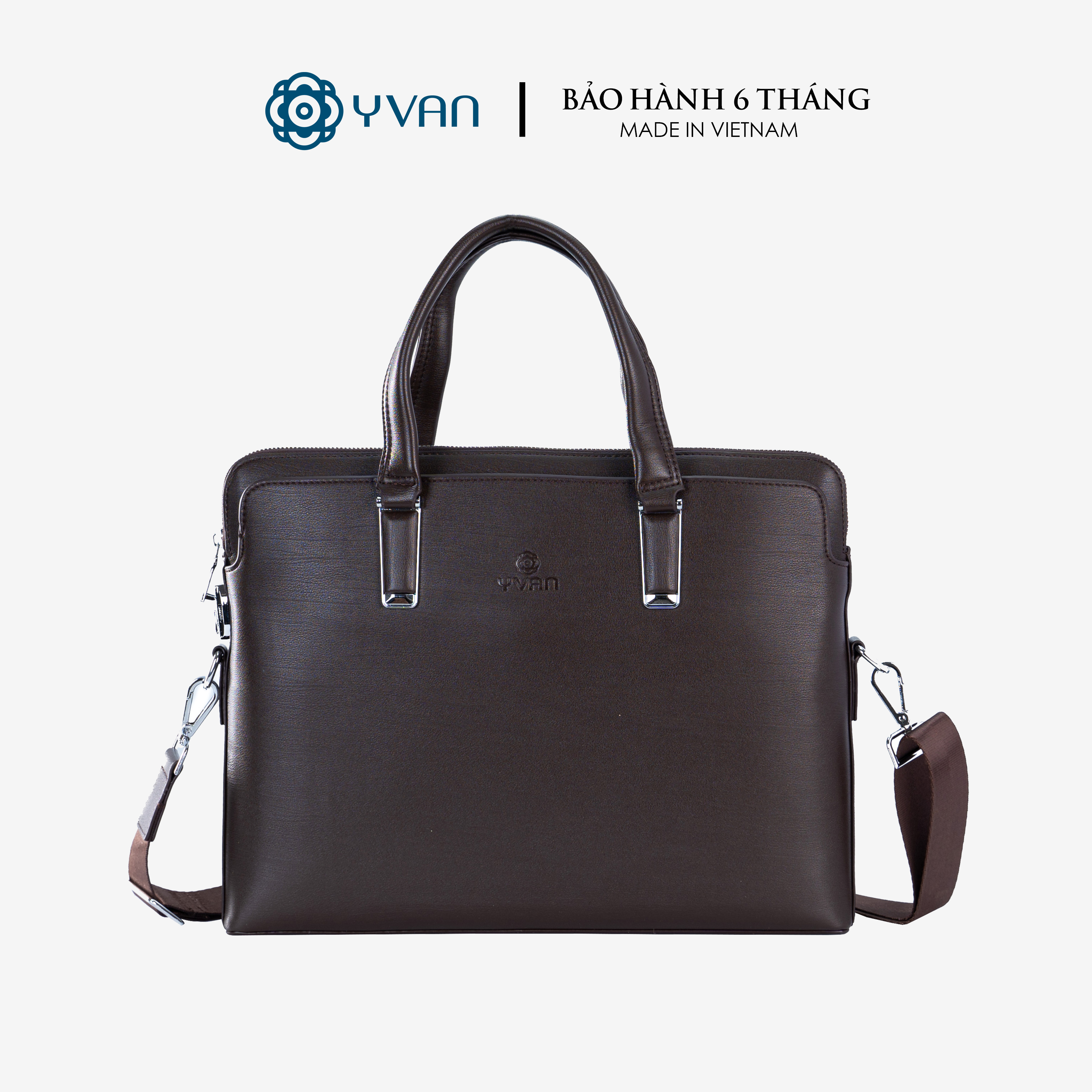 Túi xách nam công sở da PU màu trơn thanh lịch có khóa số chính hãng YVan F80175-5