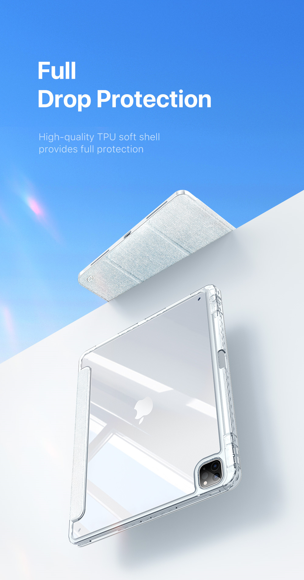 Bao da ipad Dux Ducis Unid cho Ipad Air 6/ 5/ 4/ Ipad Pro 11 M1/ M2, có khe cắm bút, auto sleep/wake, trong suốt_ Hàng chính hãng