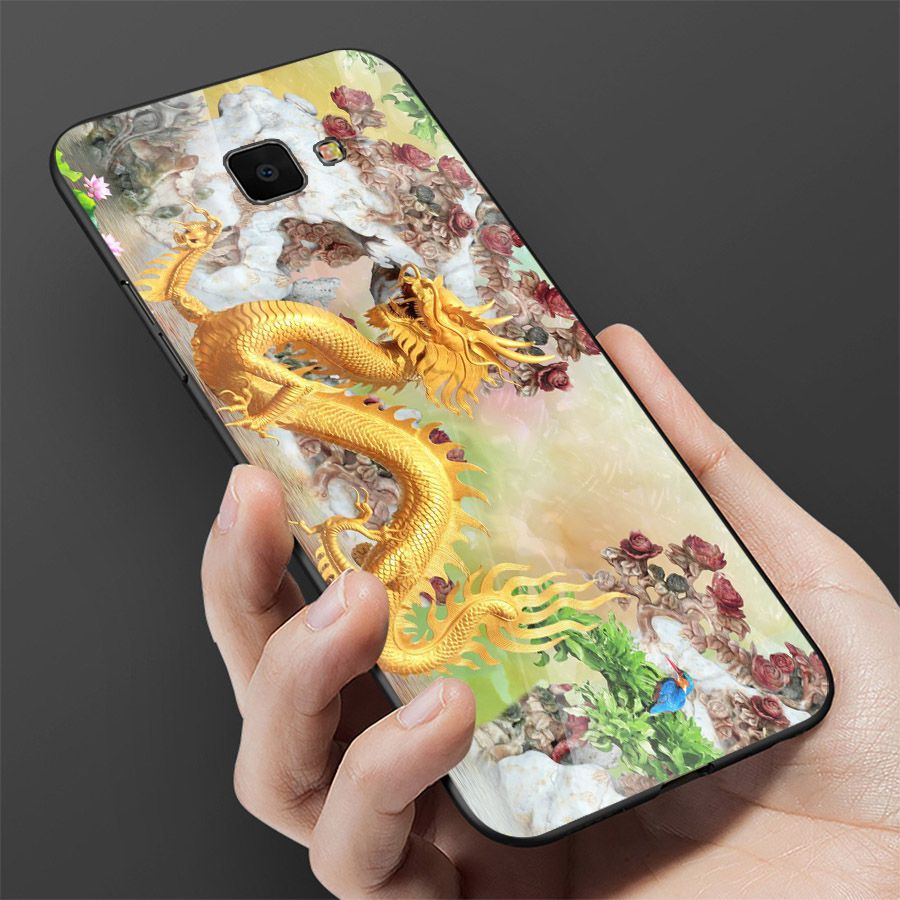 Ốp kính cường lực cho điện thoại Samsung Galaxy A7 2018/A750 - A10/M10 - A50 - A70 - long phượng MS TRANH 006