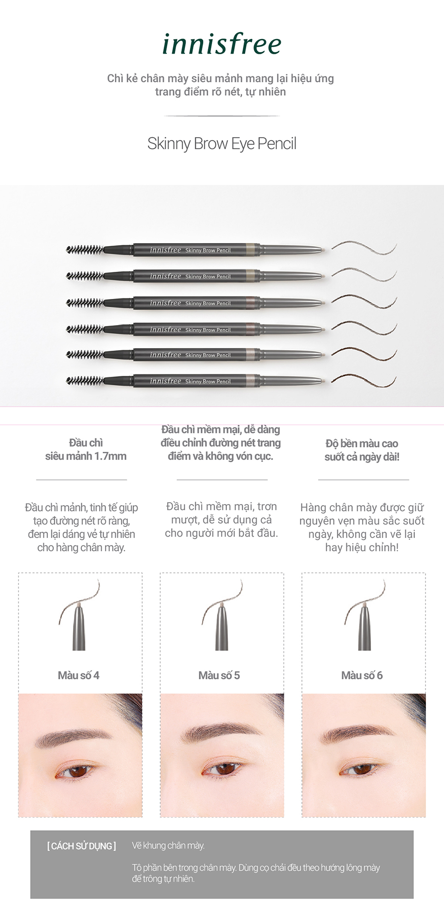 Chì Kẻ Chân Mày Mảnh Innisfree Skinny Brow Pencil 0.08G