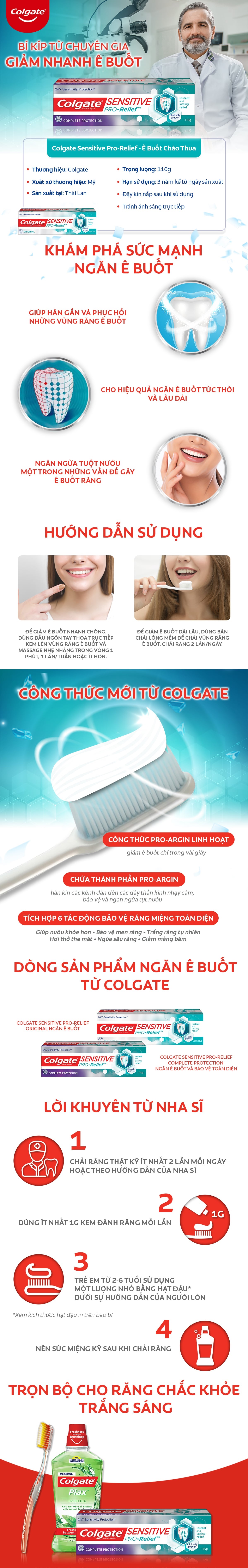 Bộ 3 Kem đánh răng Colgate Sensitive ngăn ê buốt và bảo vệ toàn diện 110g/tuýp