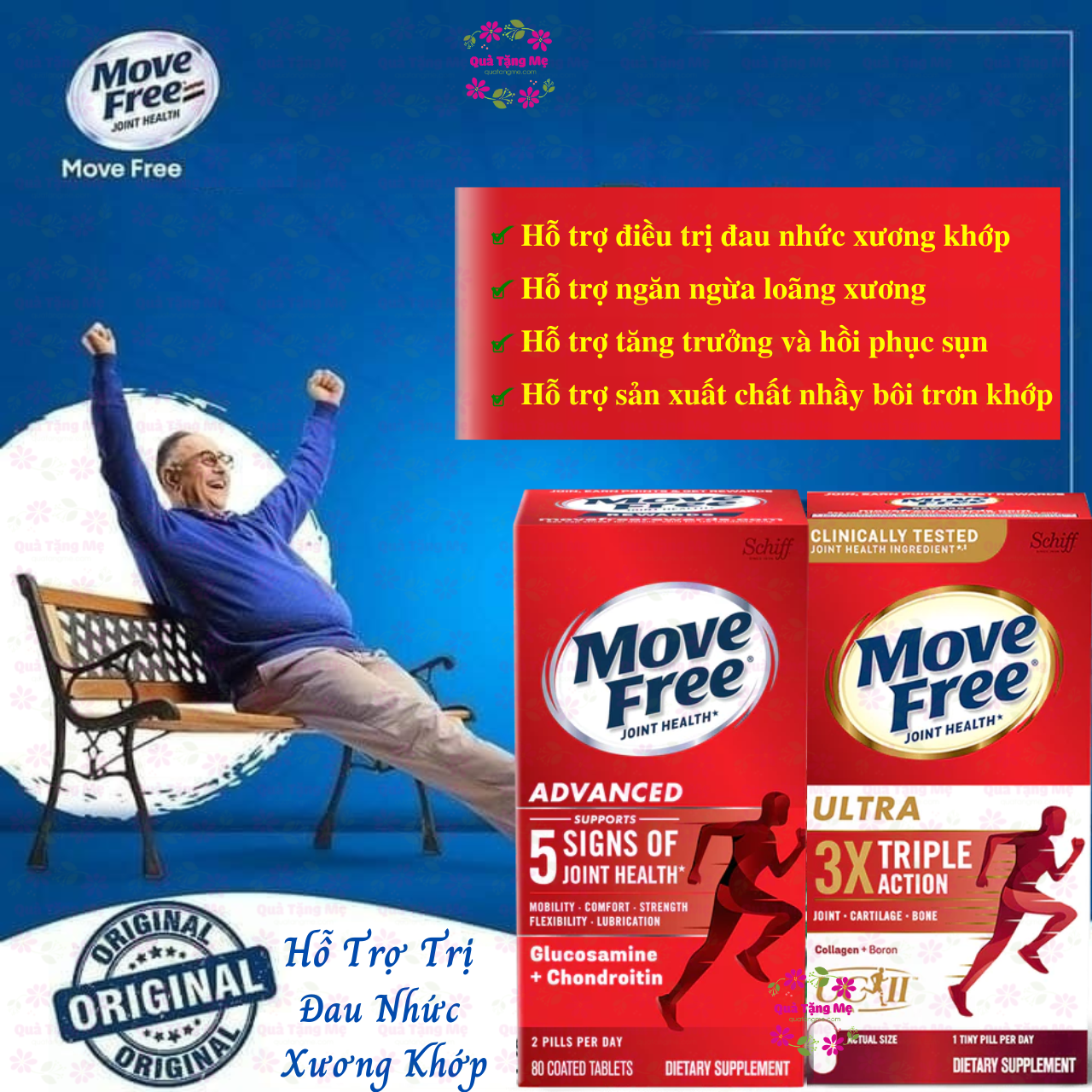 Hỗ trợ giảm đau nhức xương khớp Schiff Move Free Mỹ nâng cao sức khỏe khớp, sụn và xương, tăng khả năng vận động linh hoạt thoải mái-QuaTangMe Extaste