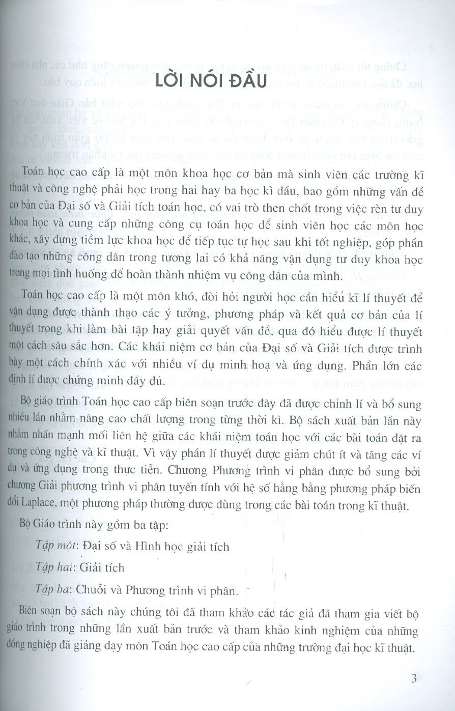 Toán Học Cao Cấp, Tập 1: Đại Số Và Hình Học Giải Tích (Tái bản lần thứ tư, năm 2024)- GS.TS. Nguyễn Đình Trí (Chủ biên), PGS. TS. Trần Việt Dũng, PGS. TS. Trần Xuân Hiển, PGS. TS. Nguyễn Xuân Hào