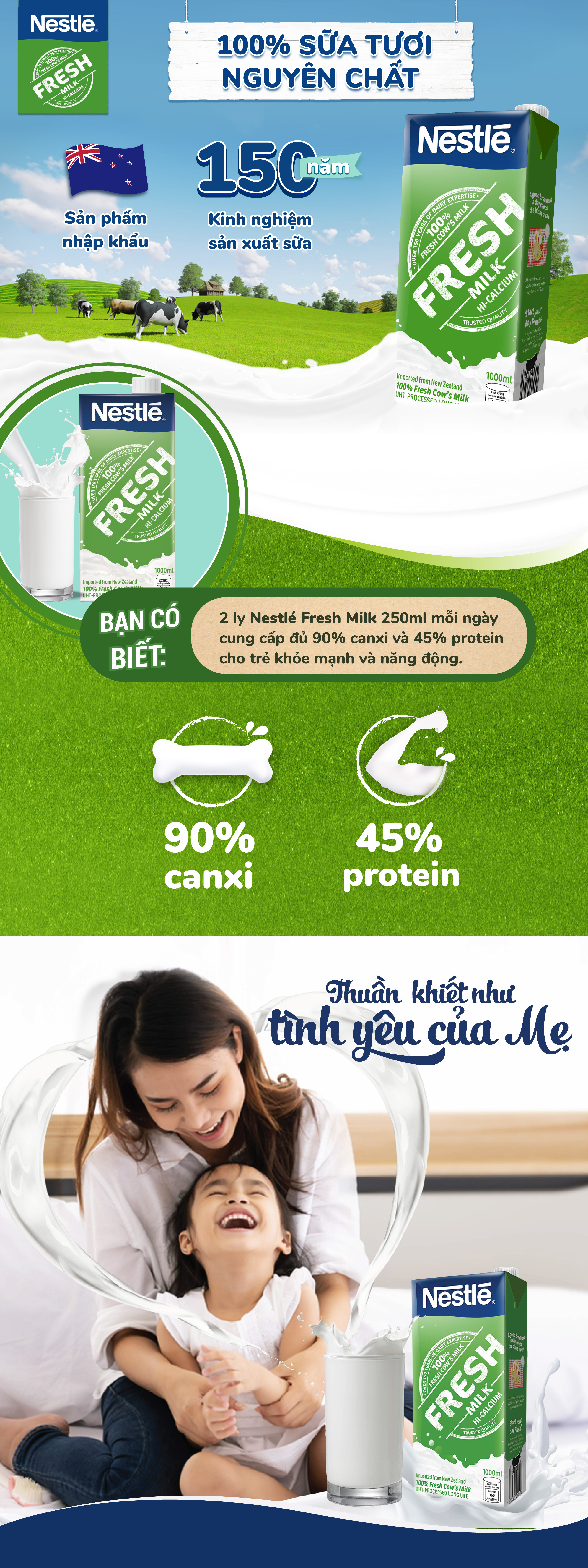 Thùng Sữa Tươi Nguyên Chất Tiệt Trùng Nestlé Fresh Milk (12 Hộp/ Thùng)