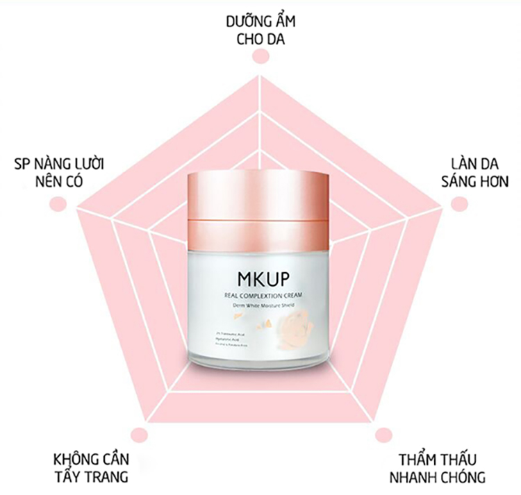 Kem che khuyết điểm MKUP và Kem dưỡng ẩm trắng da MKUP