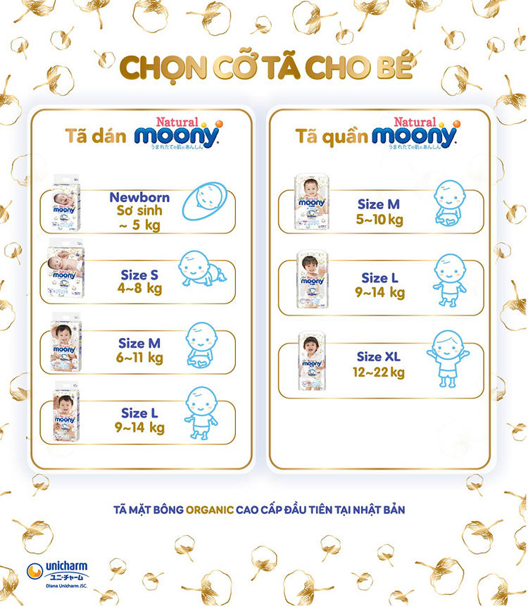Tã Dán Moony Natural Bông Organic Newborn 63 (63 Miếng)