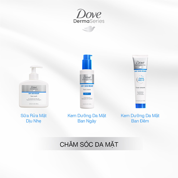 Combo Sữa Rửa Mặt Chăm Sóc Da Khô Dove Dermaseries (250ml) + Kem Dưỡng Da Mặt Phục Hồi Da Khô Dove Dermaseries (141ml)