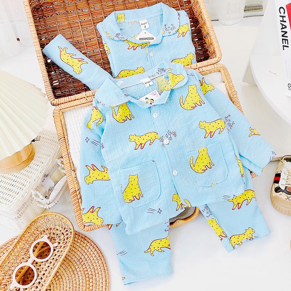 Pijama cho bé gái và bé trai dài tay tăm xốp pizama nhiều màu