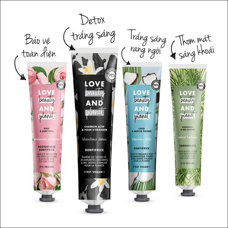Bộ 4 Kem Đánh Răng Love Beauty And Planet (75ml x 4)