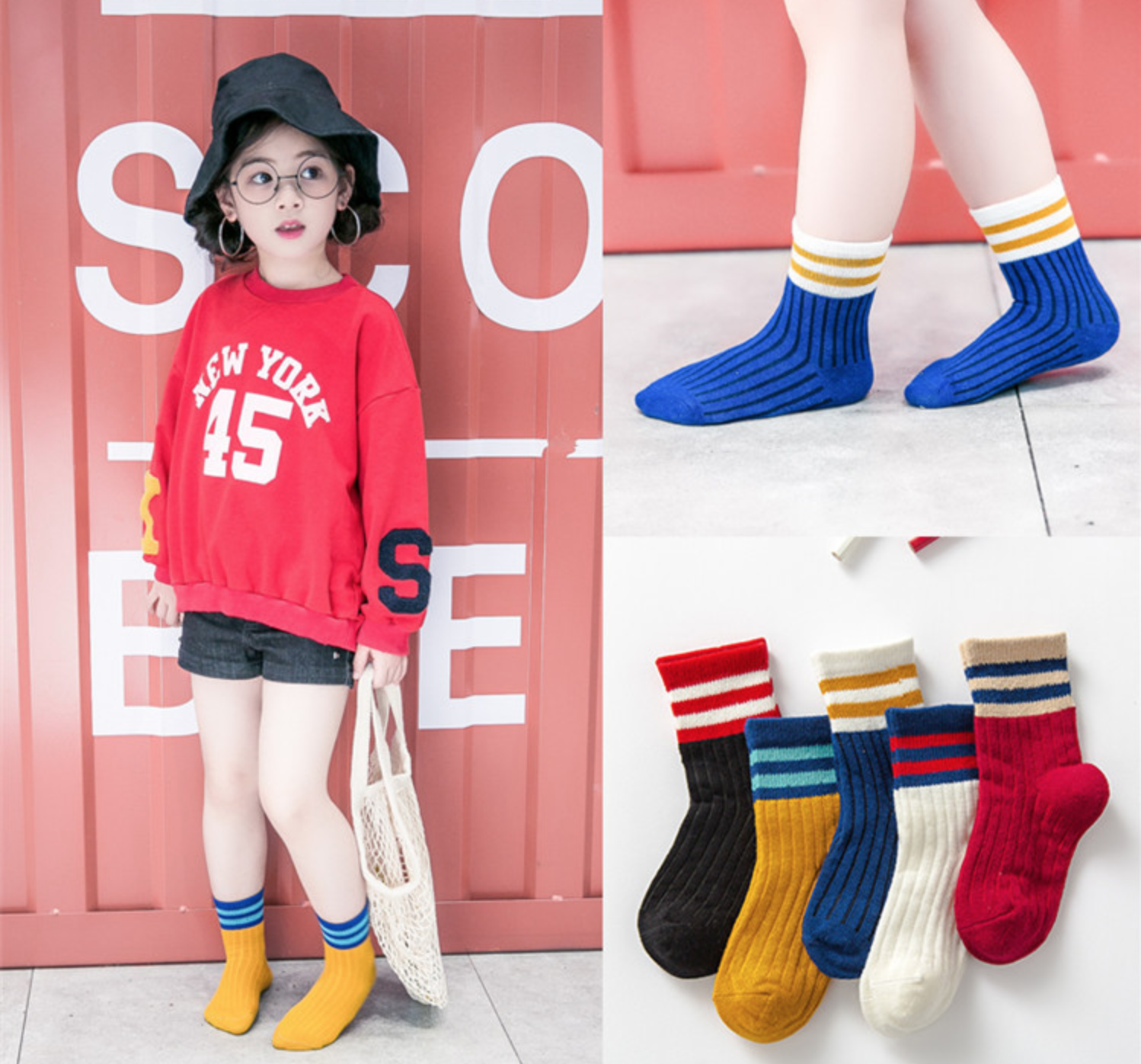 Set 05 Đôi Tất, Vớ HQ Trẻ Em Cổ Cao Từ 3-12 Tuổi